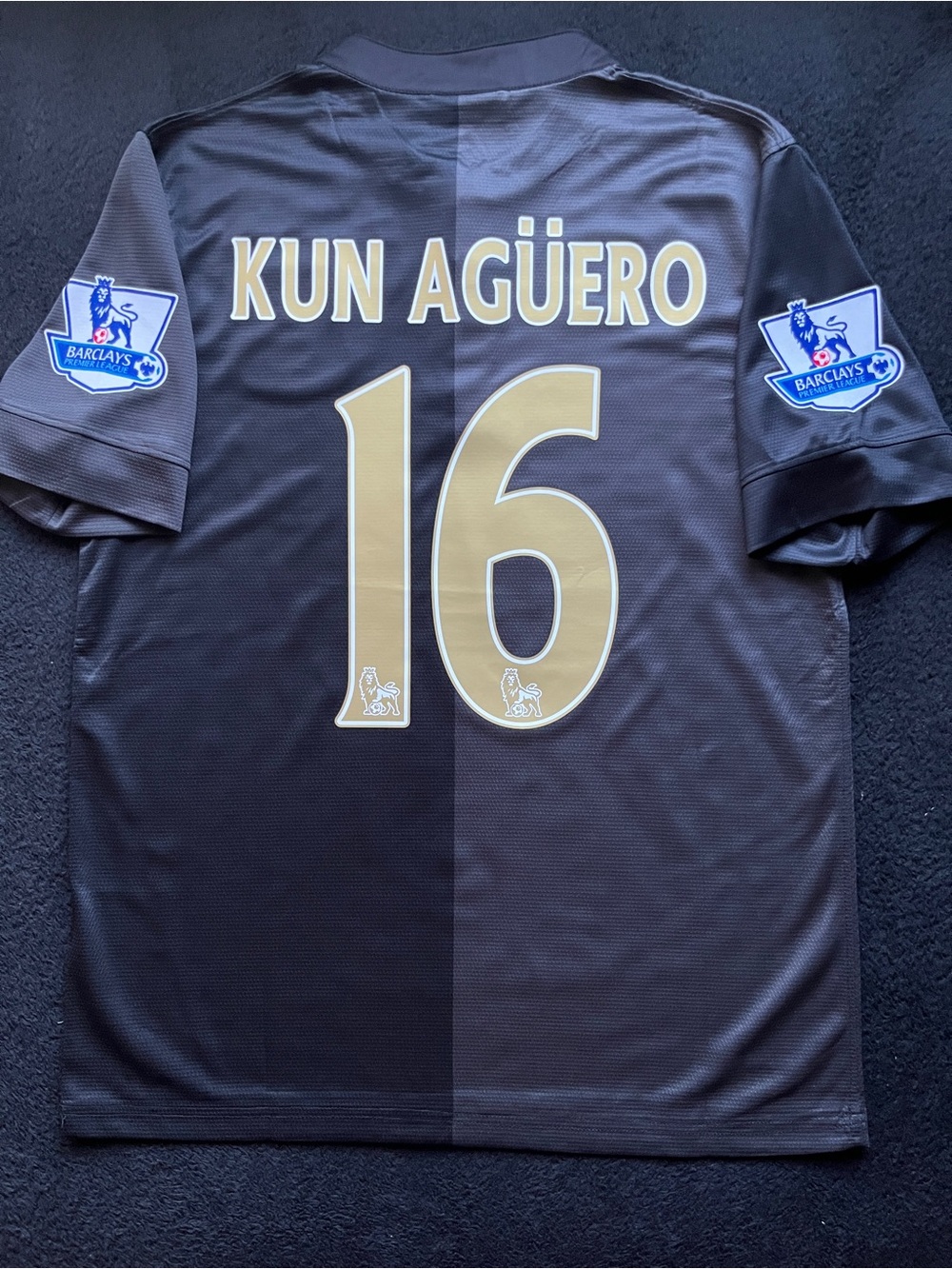 Kun Aguero #16 Man City Retro Soccer Jersey Manchester Away 2013/2014 Agüero